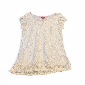 y2k elle cream floral lace top